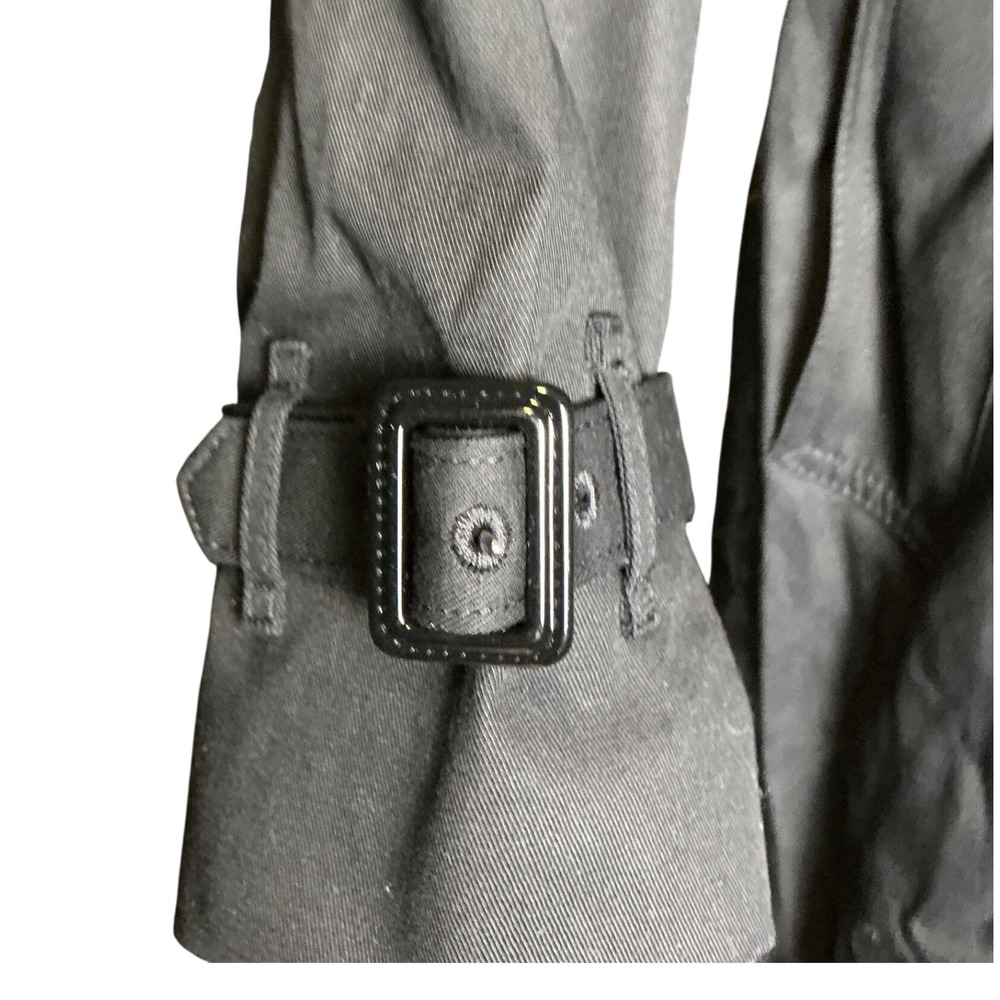 MANGO Black Trench Coat Women's Classic Belted Double Breasted Jacket - S - Picture 4 of 8